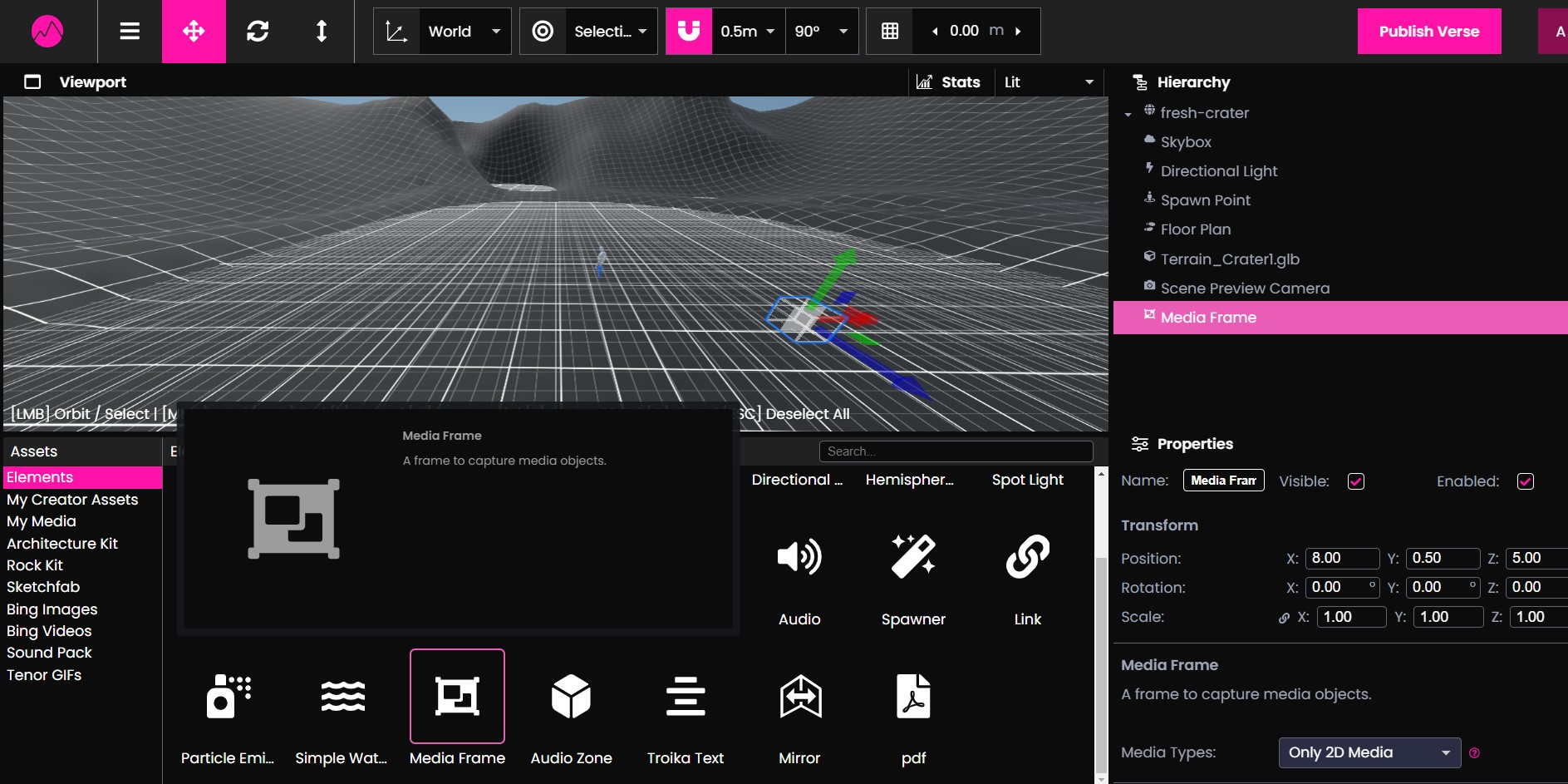 mediaframe element in Creator