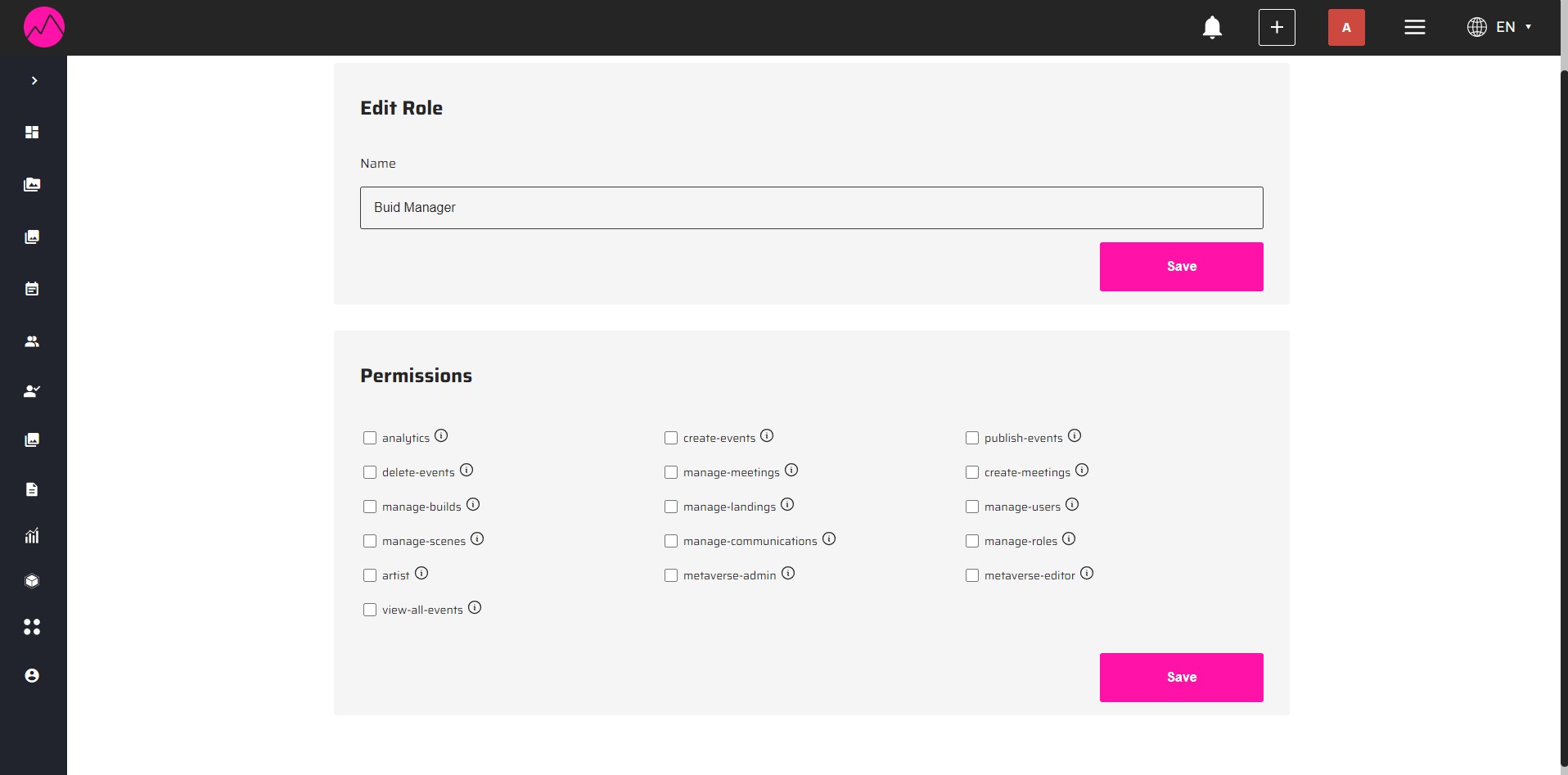 Screenshot Landing Management tab