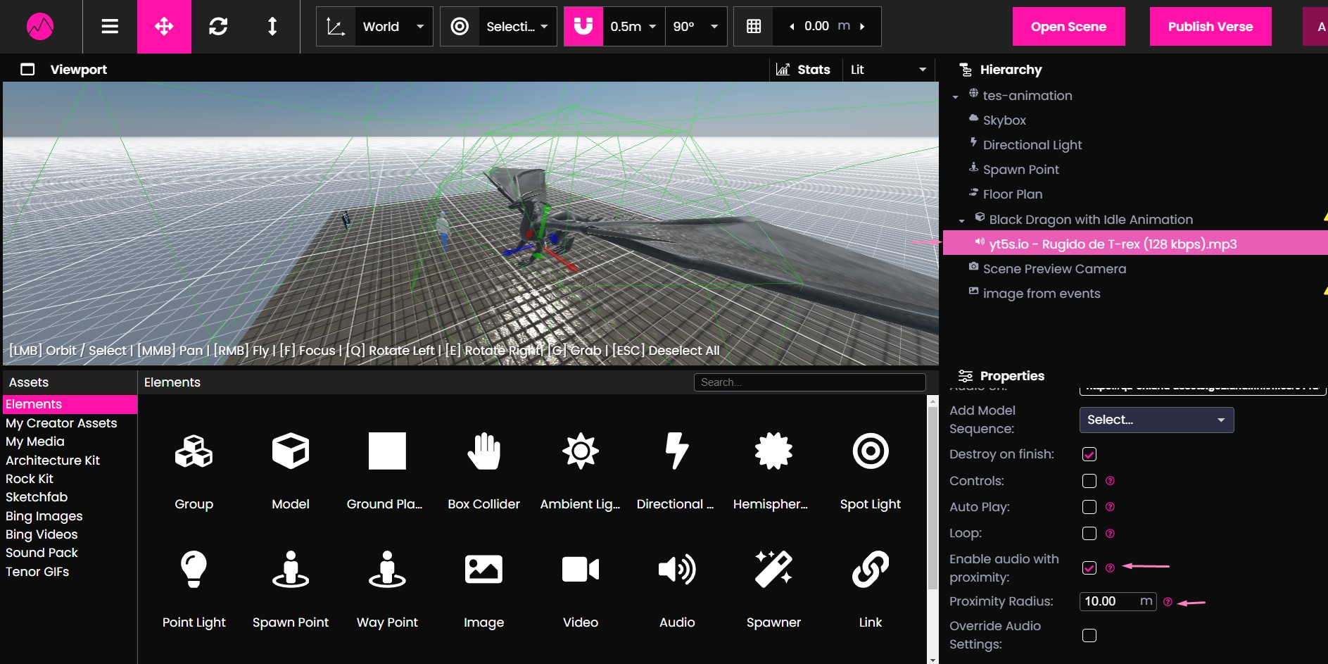 proximity element in Creator