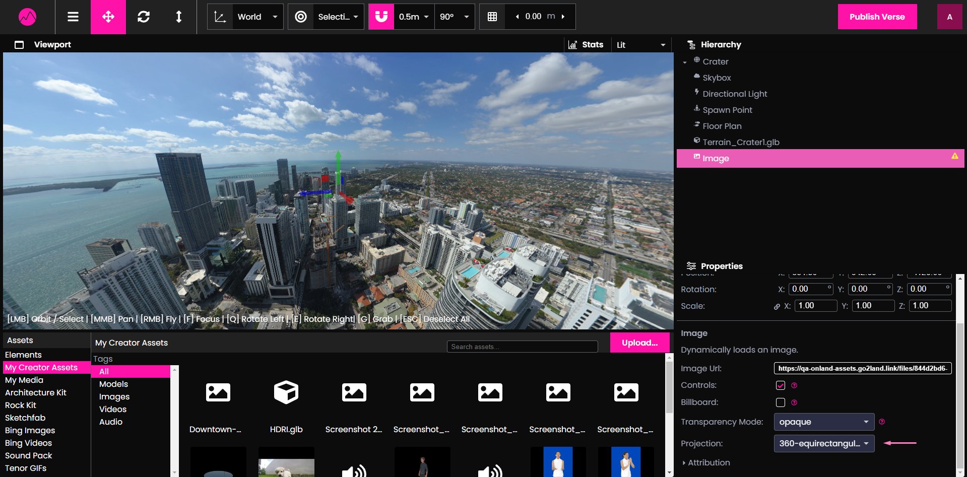 Screenshot of the skybox property panel